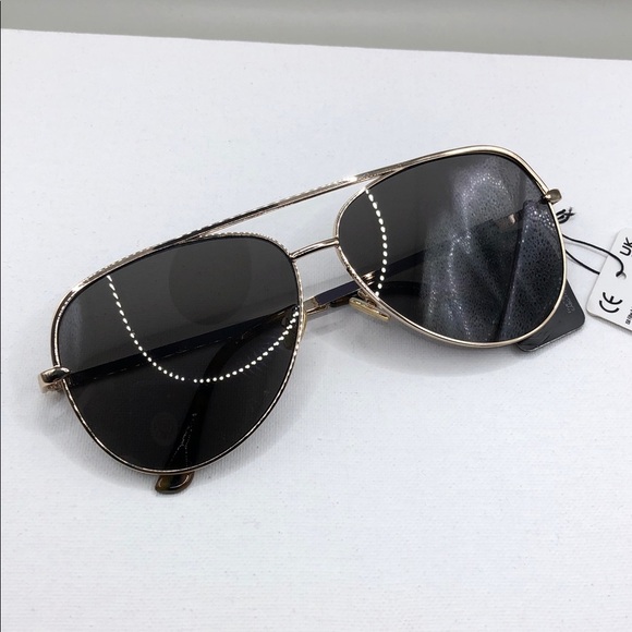 Frye oversize double bridge aviator sunglasses UNISEX new gold frame smoke lens. main image 4
